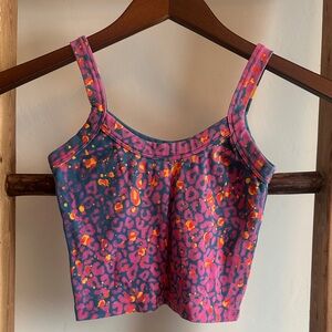 Big Bud Press Pink, Blue & Orange Leopard-Print Cropped Camisole